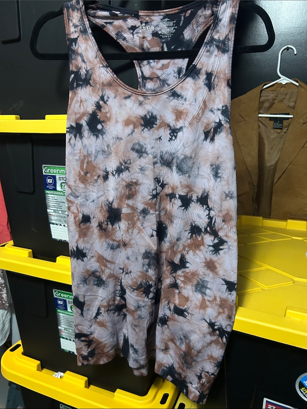 ZYIA Active Tie-Dye Tank Top in Brown and Black